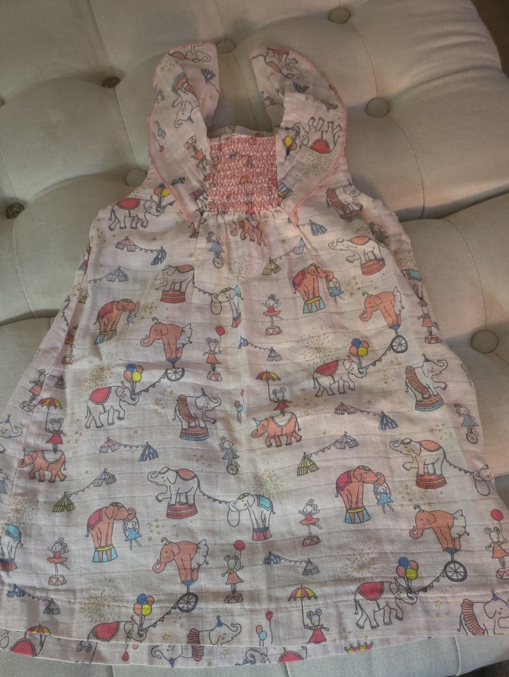 Mud Pie Cream Muslin Elephant & Balloon Baby Blanket